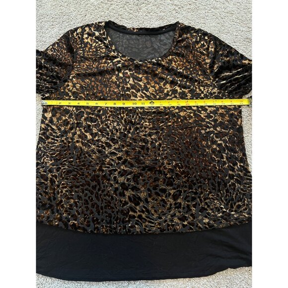 Leopard Print Sheer Tunic Top Size XL Soft Stretch Hem Flow Shiny Animal Comfort - Picture 3 of 6